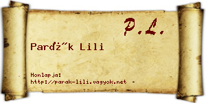 Parák Lili névjegykártya